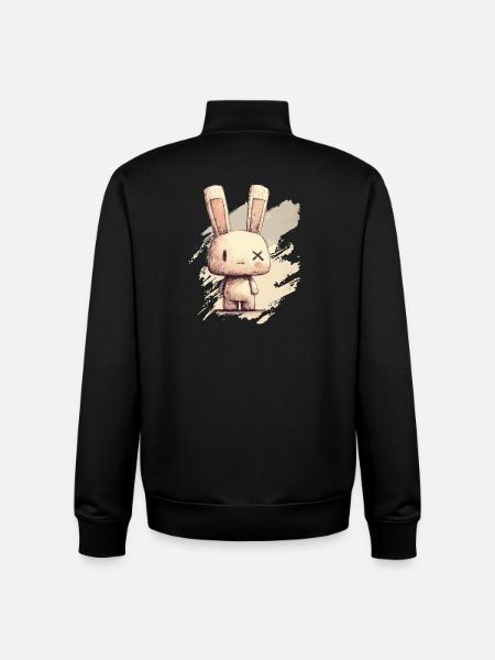 Cute rabbit with X-eyes - Unisex Organic Zip Sweatshirt by Stanley/Stella - black