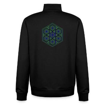 Yoga Méditation Danse Kaléidoscope Motif d’Hexagone - Sweat zippé unisexe en coton bio Stanley/Stella - noir - Dos - AI Model Male 185 light (185cm)