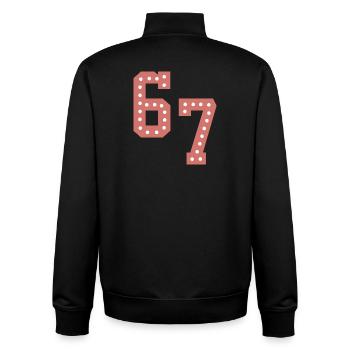 6 7 – Trendiges, minimalistisches Textdesign, - Unisex Organic Zip Sweatshirt von Stanley/Stella - Schwarz - Hinten - AI Model Male 185 light (185cm)