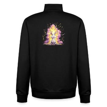 Color Explosion Bunny Illustration - Unisex Organic Zip Sweatshirt by Stanley/Stella - black - Back - AI Model Male 185 light (185cm)