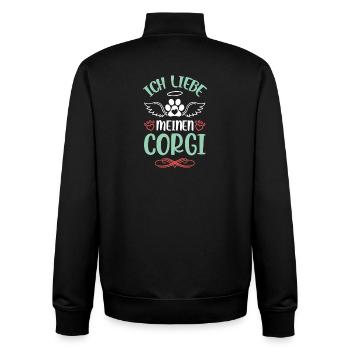 J’adore mon corgi - Sweat zippé unisexe en coton bio Stanley/Stella - noir - Dos - AI Model Male 185 light (185cm)