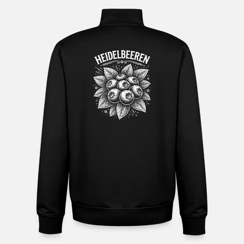Illustration des myrtilles - Sweat zippé unisexe en coton bio Stanley/Stella - noir