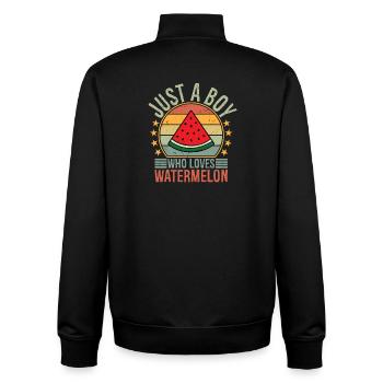 Just a Boy Who Loves Watermelon - Unisex Organic Zip Sweatshirt von Stanley/Stella - Schwarz - Hinten - AI Model Male 185 light (185cm)