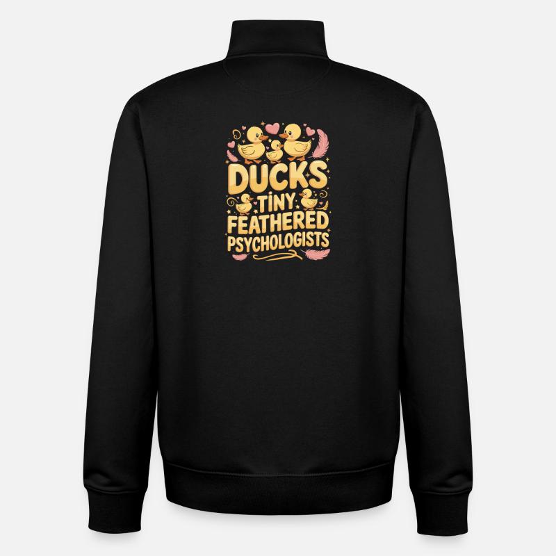 Ducks Tiny Feathered Psychologists Funny Ducks - Unisex Organic Zip Sweatshirt by Stanley/Stella - black