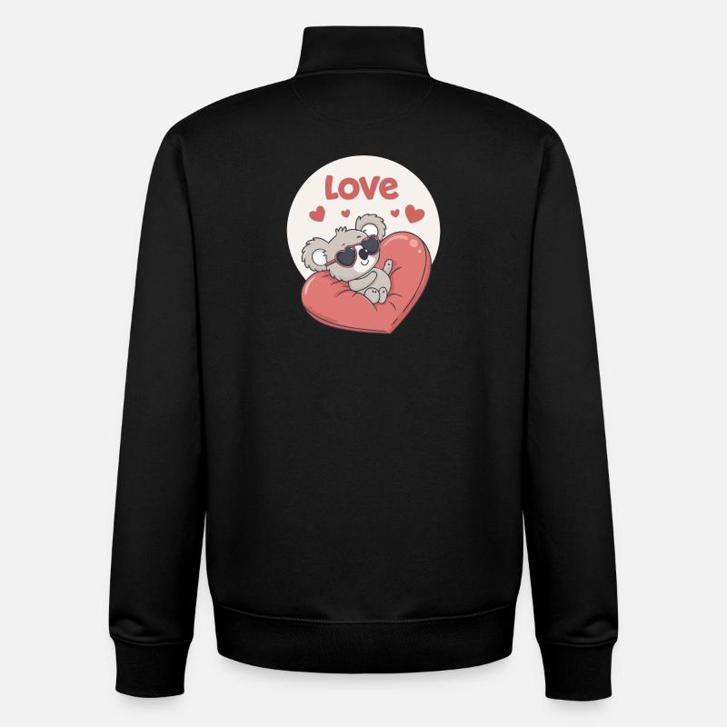 Koala Coeur en Couleurs - Sweat zippé unisexe en coton bio Stanley/Stella - noir