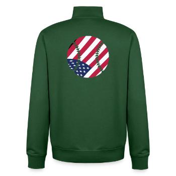 USA Patriotic Softball Drapeau américain Art du sport - Sweat zippé unisexe en coton bio Stanley/Stella - vert bouteille - Dos - AI Model Male 185 dark (185cm)