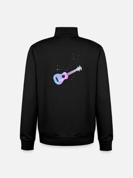 Aquarelle ukulélé hawaïen - Sweat zippé unisexe en coton bio Stanley/Stella - noir
