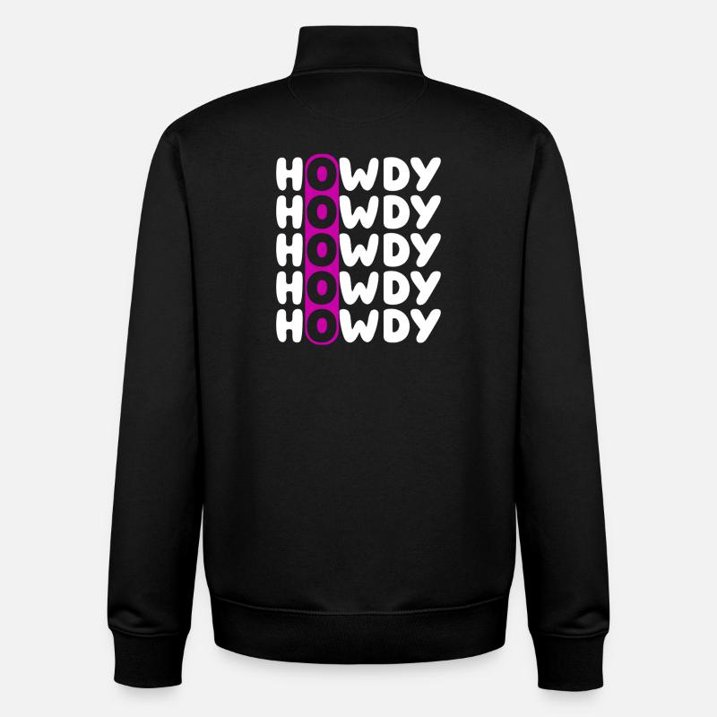 Howdy Repeat O Western Pattern - Sweat zippé unisexe en coton bio Stanley/Stella - noir