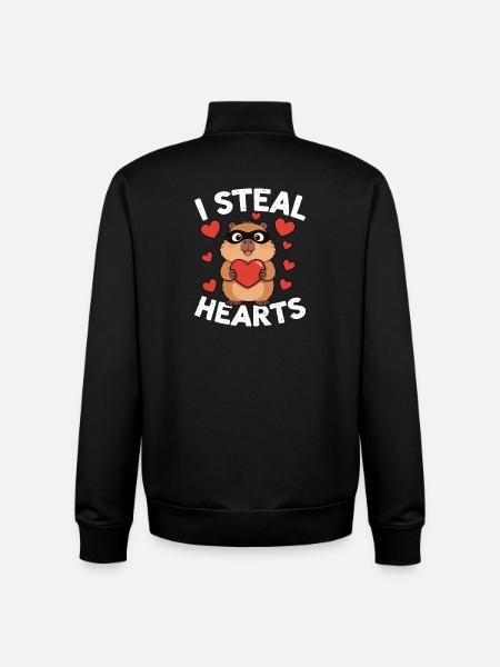 I Steal Hearts Hamster - Unisex Organic Zip Sweatshirt by Stanley/Stella - black