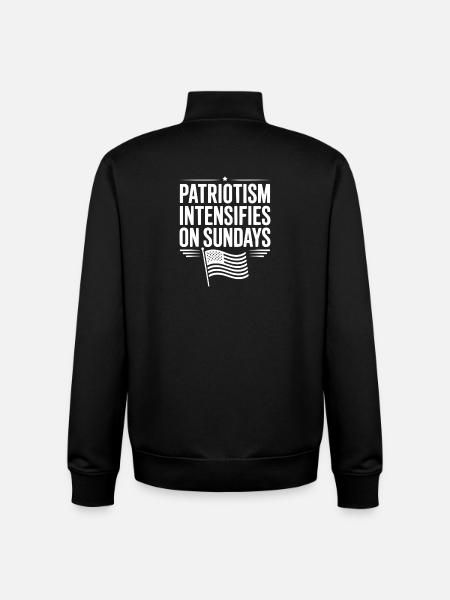Patriotism Intensifies on Sundays - Unisex Organic Zip Sweatshirt by Stanley/Stella - black