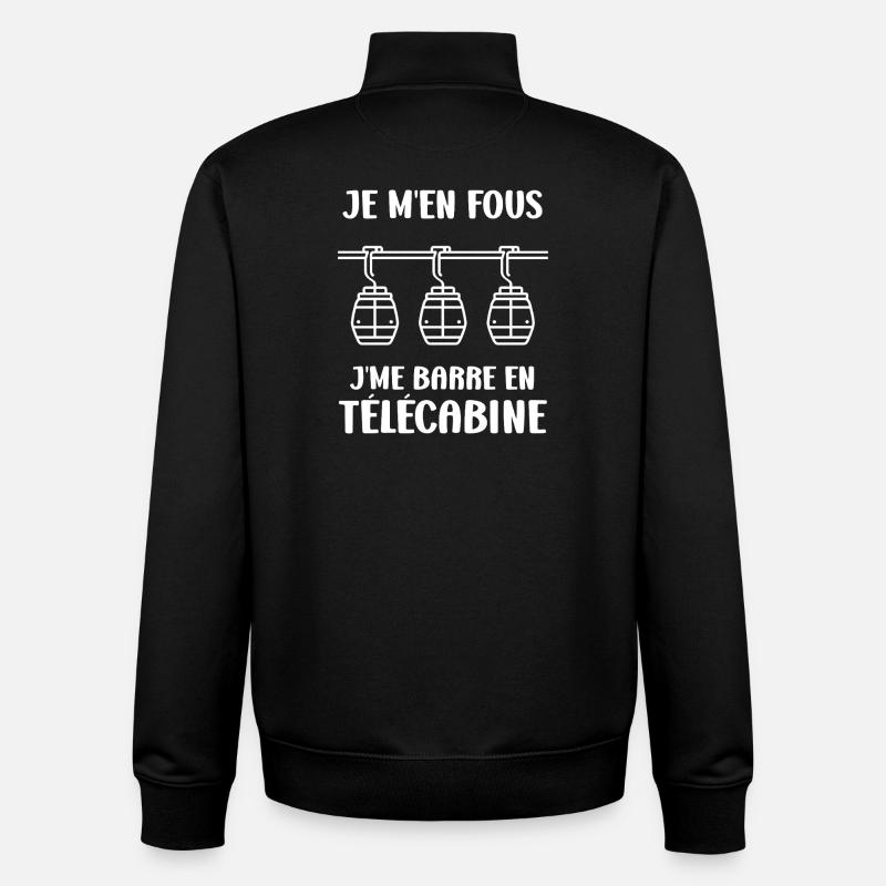 Focus en télécabine à trois cabines - Sweat zippé unisexe en coton bio Stanley/Stella - noir