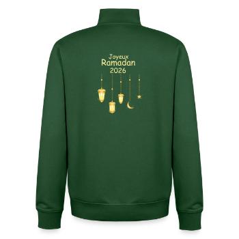 Happy Ramadan 2026 - Unisex Organic Zip Sweatshirt by Stanley/Stella - bottle green - Back - AI Model Male 185 dark (185cm)