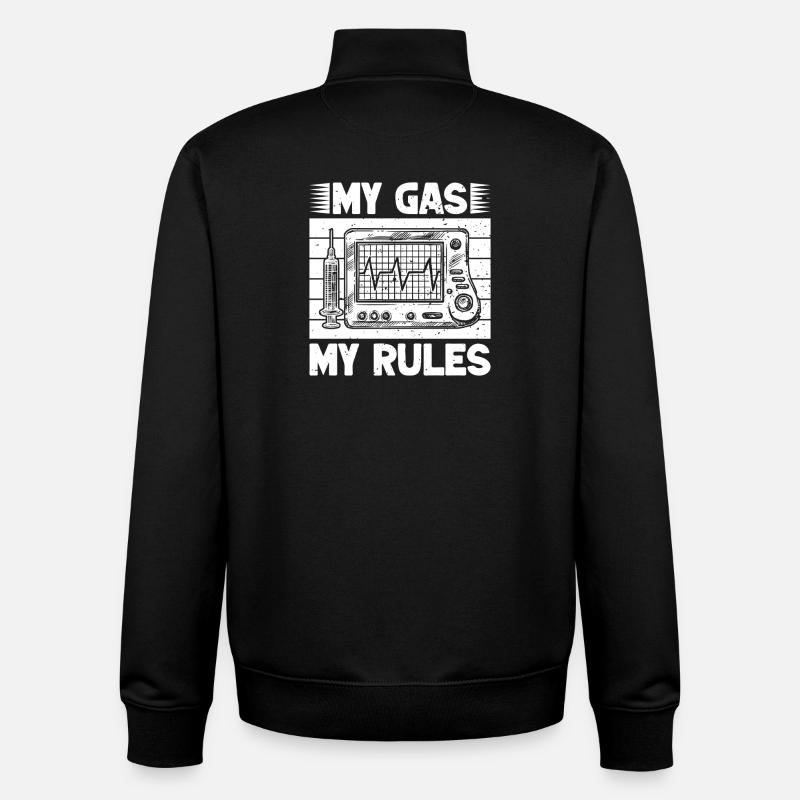 Anesthesiologist Gas My Rules Anesthesia - Unisex Organic Zip Sweatshirt by Stanley/Stella - black