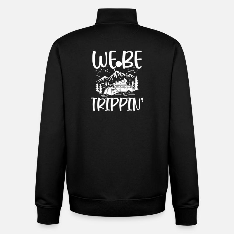 We Be Trippin: Camper Mountains - Unisex Organic Zip Sweatshirt von Stanley/Stella - Schwarz