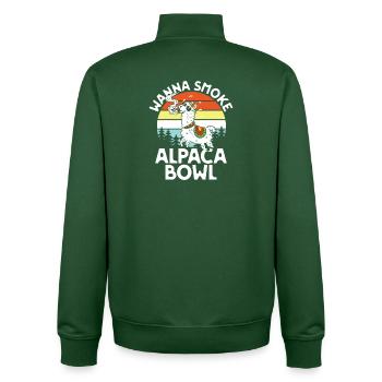 Alpaca Bowl Sunset Retro Forest - Unisex Organic Zip Sweatshirt by Stanley/Stella - bottle green - Back - AI Model Male 185 dark (185cm)