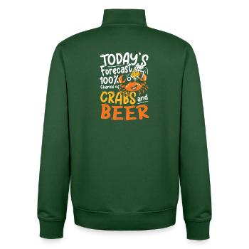 Crab and Beer Prediction Design - Unisex Organic Zip Sweatshirt by Stanley/Stella - bottle green - Back - AI Model Male 185 dark (185cm)