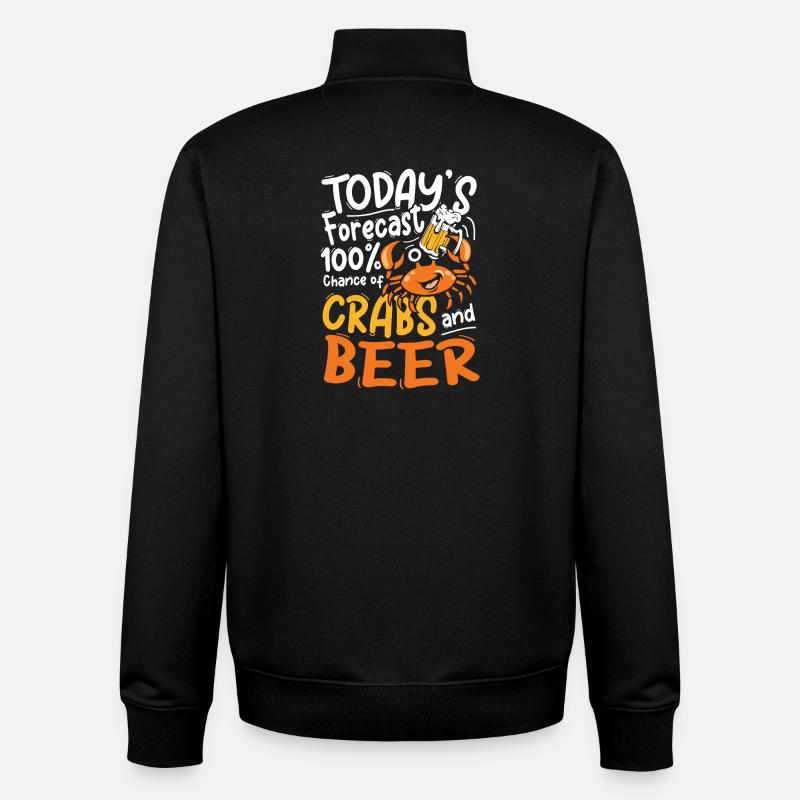 Crab and Beer Prediction Design - Unisex Organic Zip Sweatshirt by Stanley/Stella - black