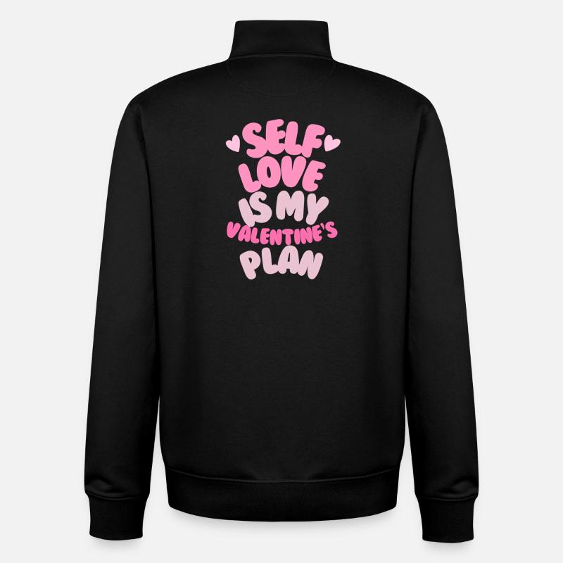 Self-Love for Valentine's Day - Unisex Organic Zip Sweatshirt by Stanley/Stella - black