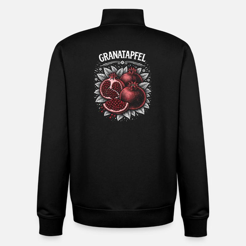 Granatapfel Kontrastdruck Rote Beeren - Unisex Organic Zip Sweatshirt von Stanley/Stella - Schwarz