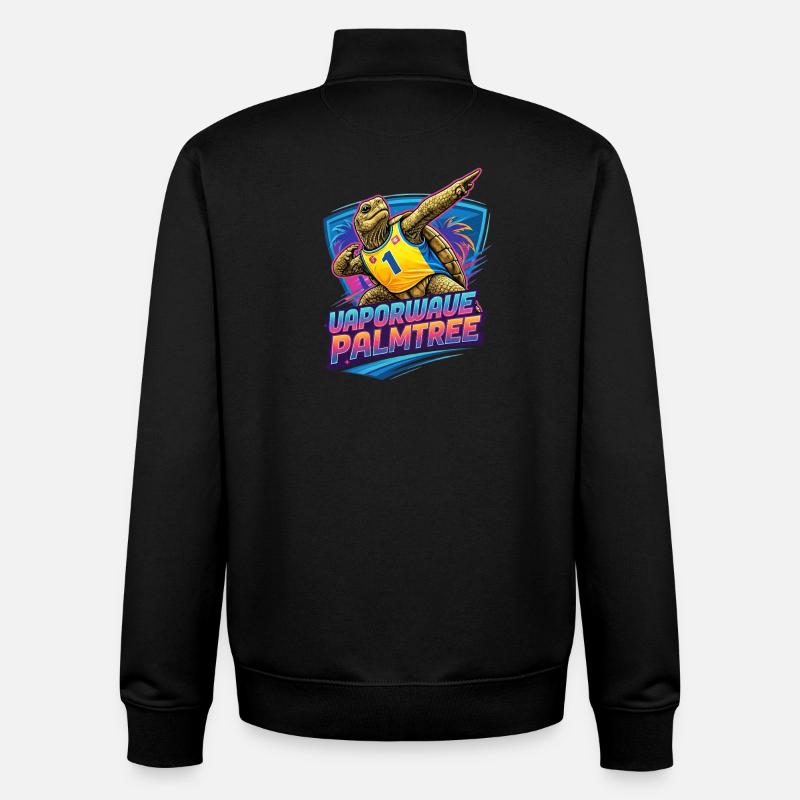 Neon Surf-Turtle Palmtree - Unisex Organic Zip Sweatshirt von Stanley/Stella - Schwarz