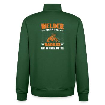 Welder Saying Gifts for Metalworkers - Unisex Organic Zip Sweatshirt by Stanley/Stella - bottle green - Back - AI Model Male 185 dark (185cm)