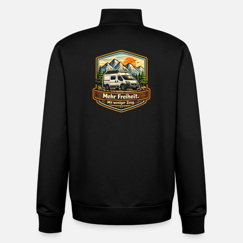 Camping-More Freedom-With Less Stuff-Camper - Unisex Organic Zip Sweatshirt by Stanley/Stella - black
