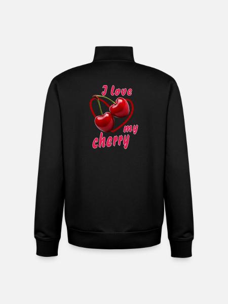 CHERRIES I love my cherry - Unisex Organic Zip Sweatshirt by Stanley/Stella - black