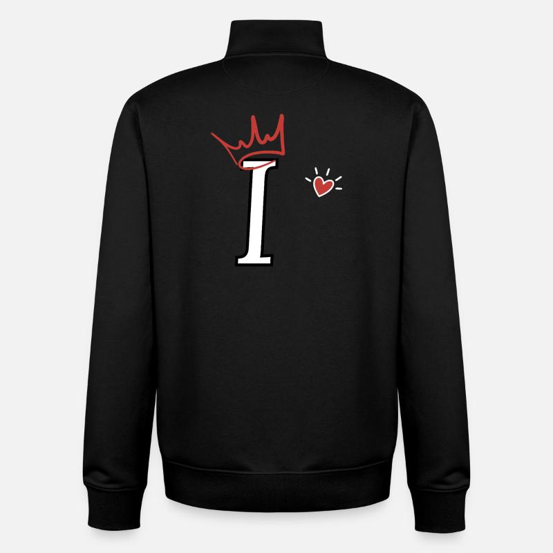 Buchstabe i Kronenherz - Unisex Organic Zip Sweatshirt von Stanley/Stella - Schwarz