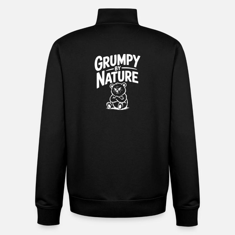 Grumpy by Nature - Unisex Organic Zip Sweatshirt by Stanley/Stella - black