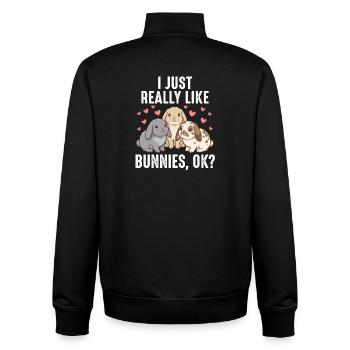 Süße Kaninchen - I Just Really Like Bunnies Ok - Unisex Organic Zip Sweatshirt von Stanley/Stella - Schwarz - Hinten - AI Model Male 185 light (185cm)
