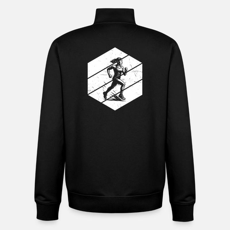 Focus purement sur la course - Sweat zippé unisexe en coton bio Stanley/Stella - noir