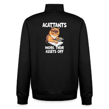 Funny Accountant Work Their Assets Off - Unisex Organic Zip Sweatshirt by Stanley/Stella - black - Back - AI Model Male 185 light (185cm)