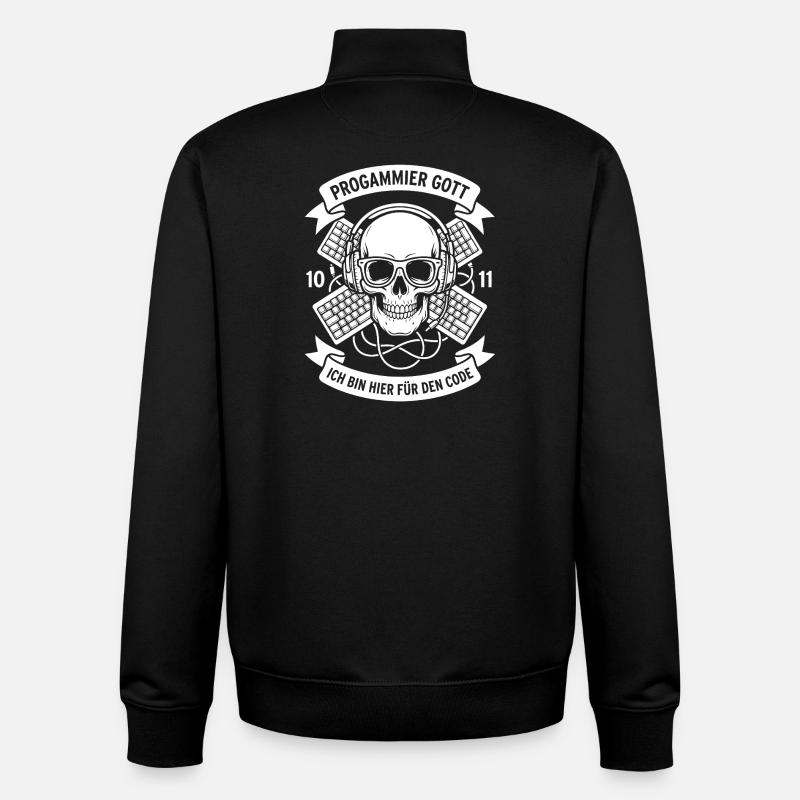 Crâne Code avec casque - Sweat zippé unisexe en coton bio Stanley/Stella - noir
