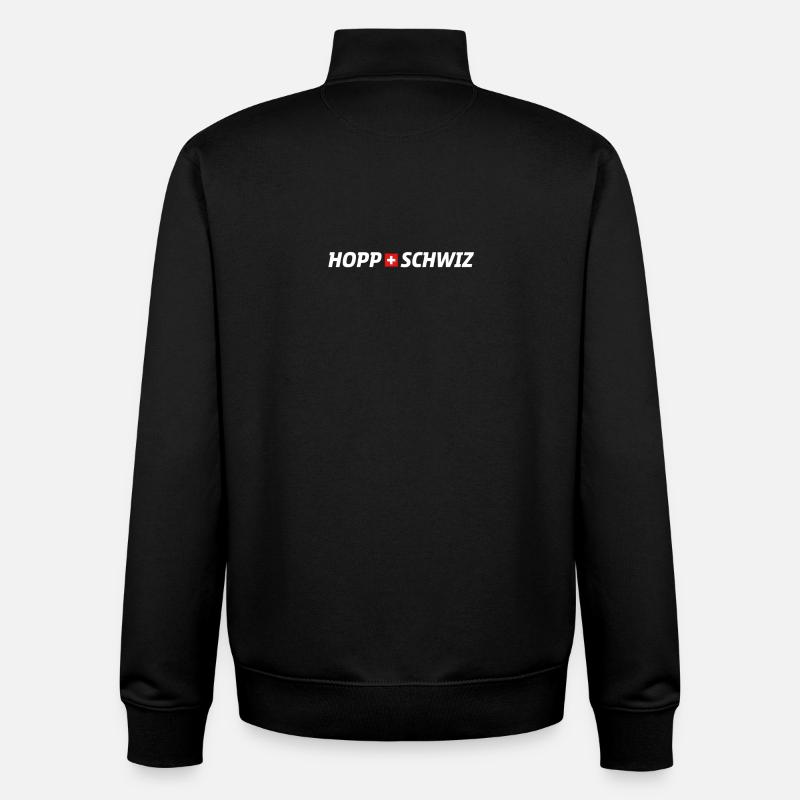 Hopp Schwiiz - Design classique des ventilateurs - Sweat zippé unisexe en coton bio Stanley/Stella - noir