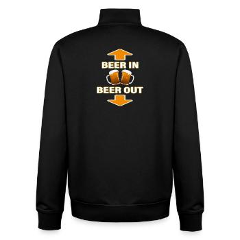 BIÈRE ENTRÉE - BIÈRE DEHORS - Sweat zippé unisexe en coton bio Stanley/Stella - noir - Dos - AI Model Male 185 light (185cm)