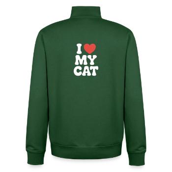 I love my cat - Unisex Organic Zip Sweatshirt by Stanley/Stella - bottle green - Back - AI Model Male 185 dark (185cm)