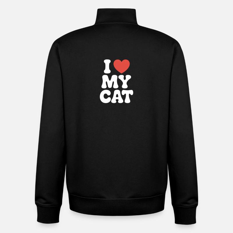 J’aime mon chat - Sweat zippé unisexe en coton bio Stanley/Stella - noir