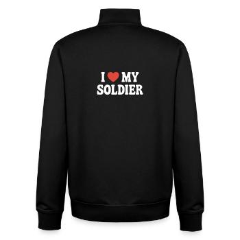 I love my Soldier - Unisex Organic Zip Sweatshirt von Stanley/Stella - Schwarz - Hinten - AI Model Male 185 light (185cm)