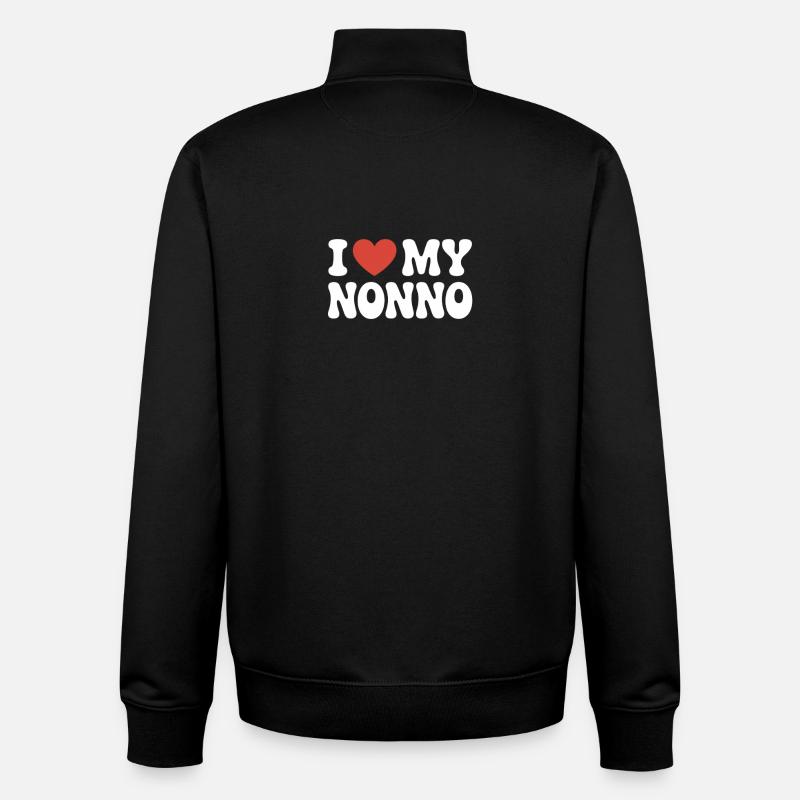 J’aime mon nonno - Sweat zippé unisexe en coton bio Stanley/Stella - noir