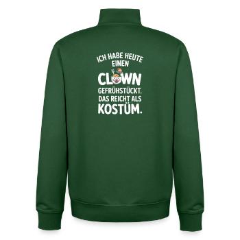 Remplacement du costume de clown du Petit-déjeuner de Clown Carnival - Sweat zippé unisexe en coton bio Stanley/Stella - vert bouteille - Dos - AI Model Male 185 dark (185cm)
