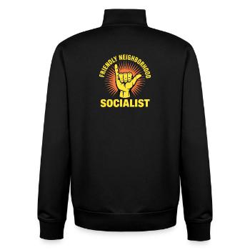 Friendly Neighbor Socialist – Funny Socialism Des - Unisex Organic Zip Sweatshirt von Stanley/Stella - Schwarz - Hinten - AI Model Male 185 light (185cm)