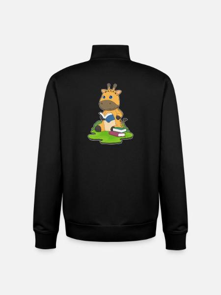 Giraffe Nerd Book - Unisex Organic Zip Sweatshirt by Stanley/Stella - black