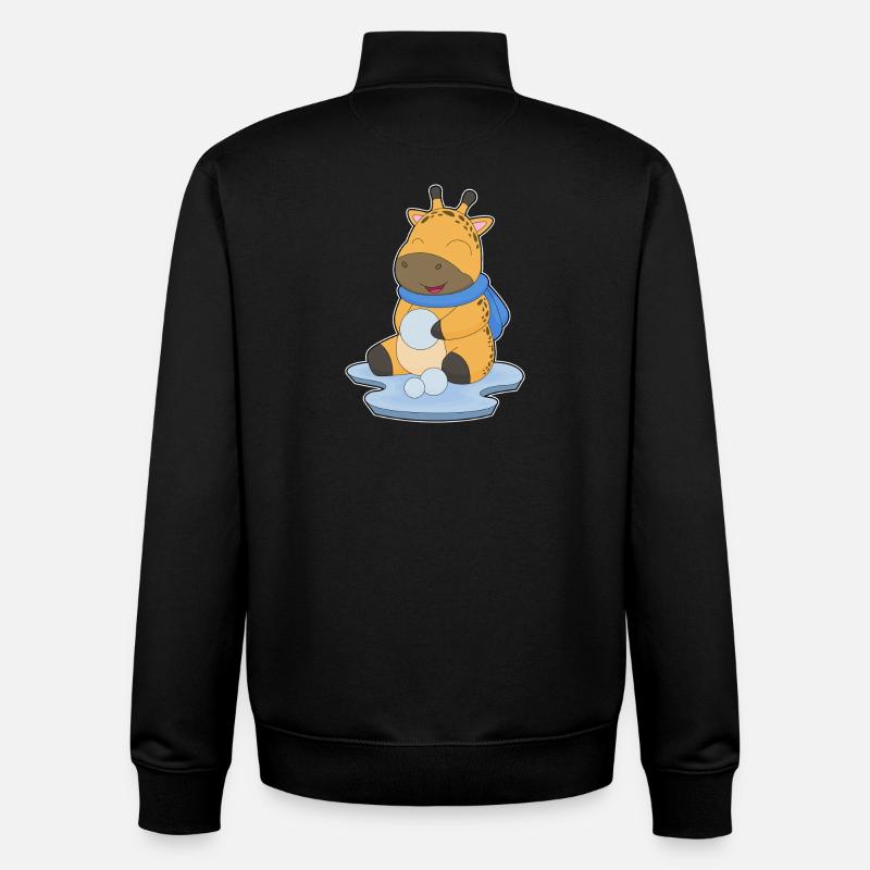 Boule de neige girafe - Sweat zippé unisexe en coton bio Stanley/Stella - noir