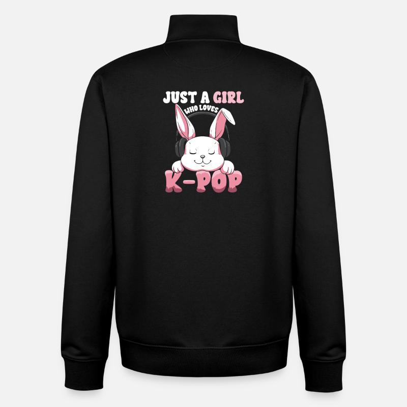 K-Pop Bunny  mit Kopfhörern - Unisex Organic Zip Sweatshirt von Stanley/Stella - Schwarz
