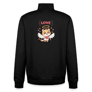 Chat Angélique Coeur et Ailes - Sweat zippé unisexe en coton bio Stanley/Stella - noir - Dos - AI Model Male 185 light (185cm)