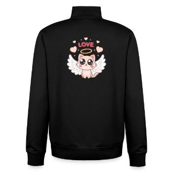 Chat Angélique ailé et cœur - Sweat zippé unisexe en coton bio Stanley/Stella - noir - Dos - AI Model Male 185 light (185cm)