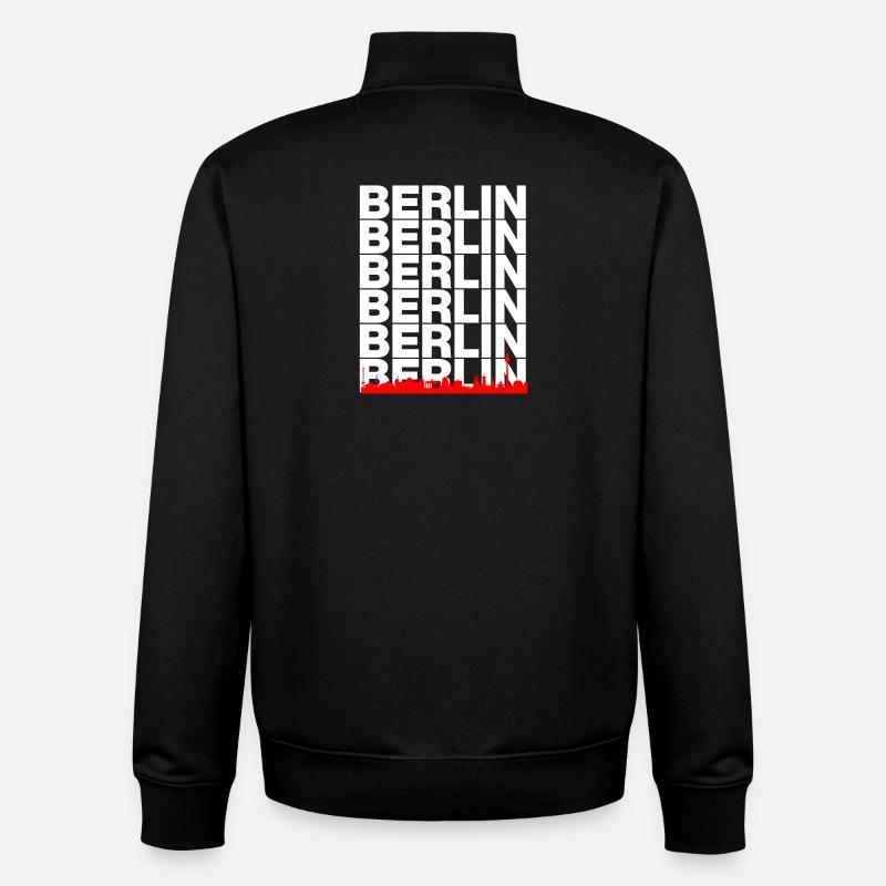 SKYLINE DE BERLIN, AMBIANCE CAPITALE ! MUR - Sweat zippé unisexe en coton bio Stanley/Stella - noir