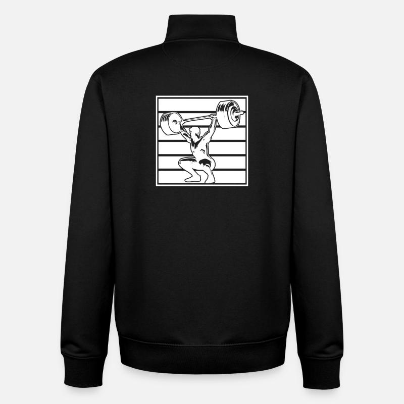 Powerlifting Bodybuilder Weightlifter Gym - Unisex Organic Zip Sweatshirt by Stanley/Stella - black