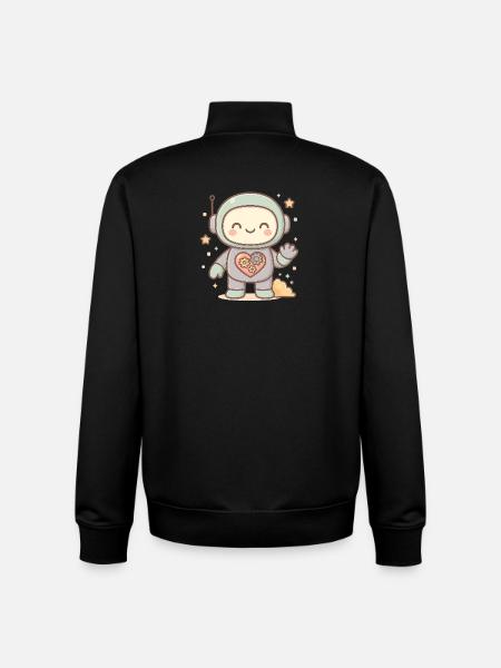 Kawaii-Roboter mit mechanischem Herzen - Unisex Organic Zip Sweatshirt von Stanley/Stella - Schwarz