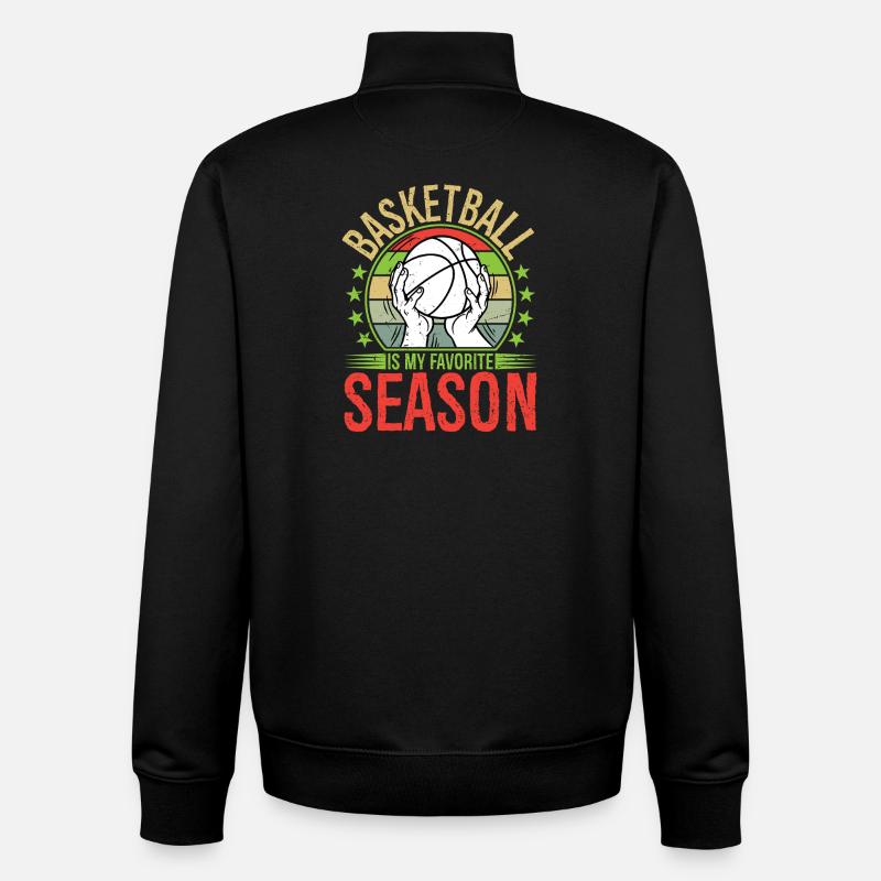 Le basket est ma saison préférée - Sweat zippé unisexe en coton bio Stanley/Stella - noir